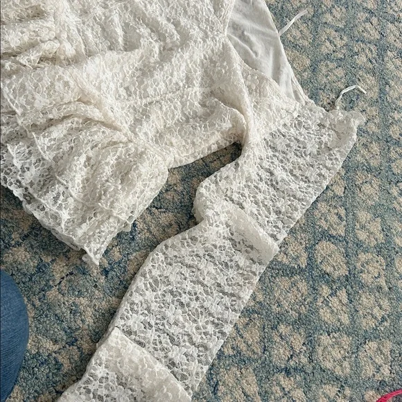 FP Stella White Lace Peplum Top large - Picture 4 of 7